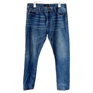 The Kooples Jeans Men's 33 HP1103 Slim Staight Whiskering Button Fly 34” Inseam